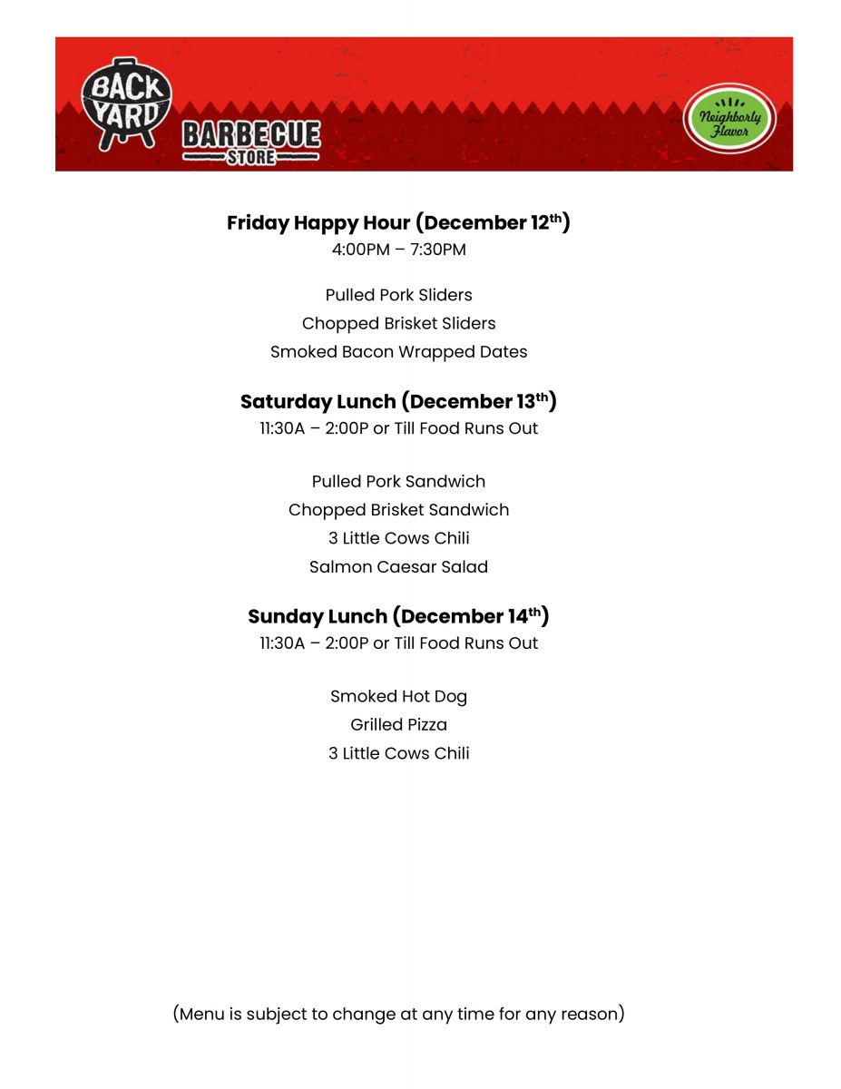 Click here to open the Backyard BBQ Weekly Food Menu!