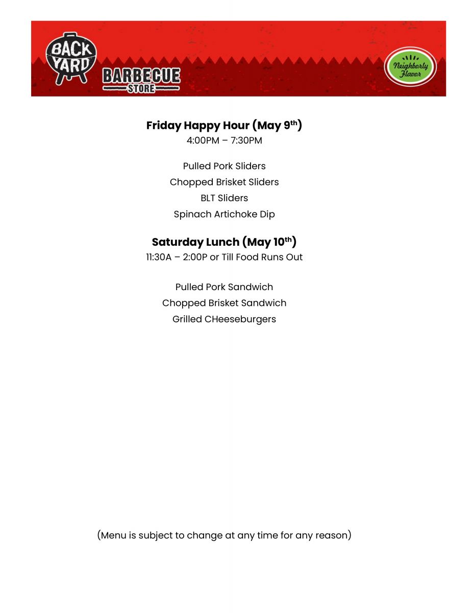 Click here to open the Backyard BBQ Weekly Food Menu!