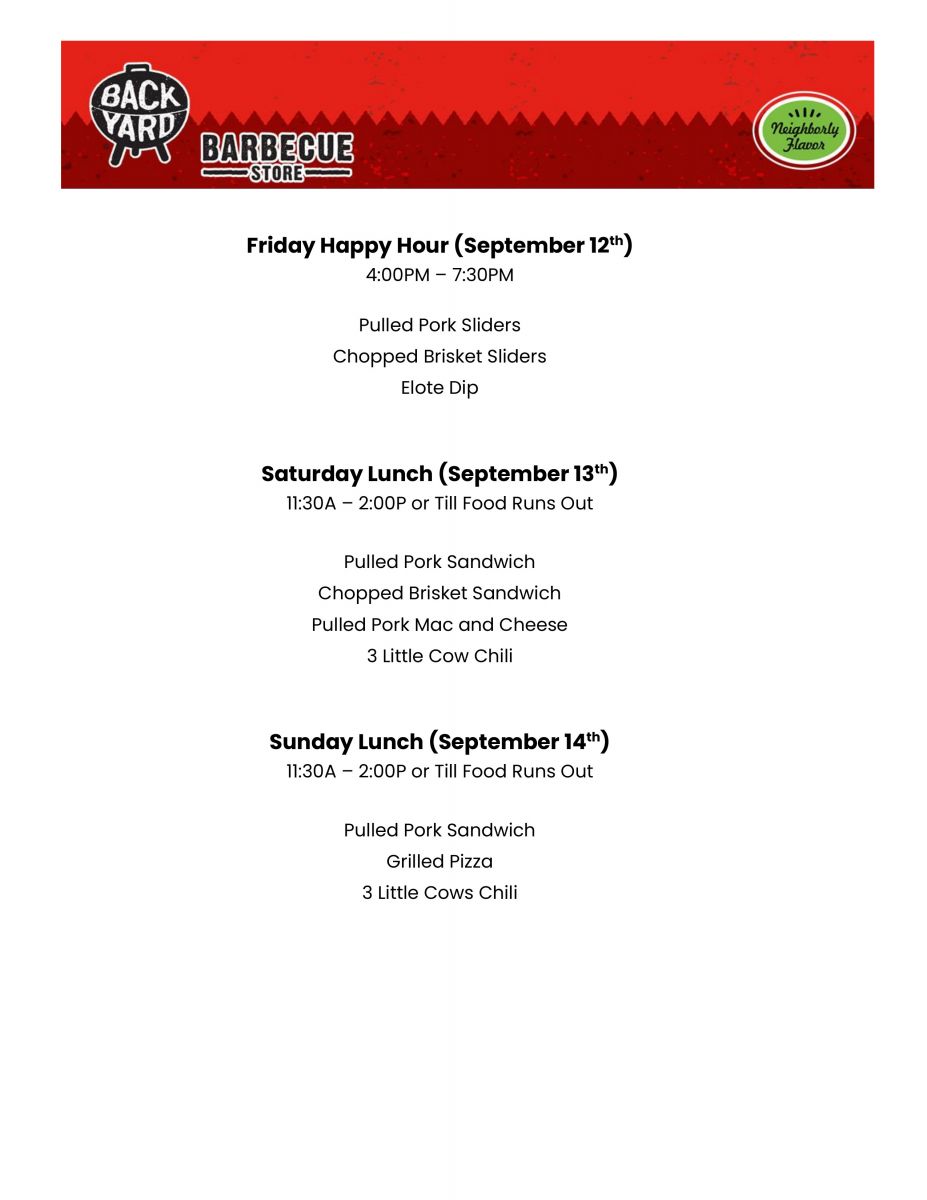 Click here to open the Backyard BBQ Weekly Food Menu!